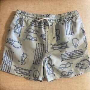 Boys The Beaufort Bonnet Company Light Blue Swim Trunks Navy Rope Print Size 12